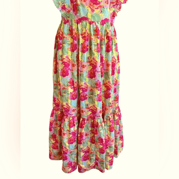 Vibrant Floral Maxi Dress with Raffles Sixe XL - Picture 6 of 10